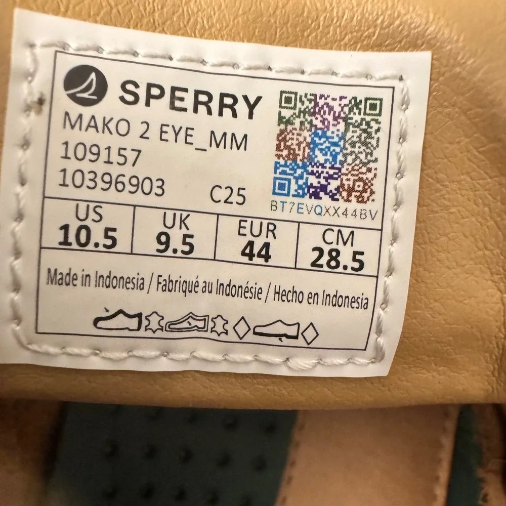 Sperry Mako 2-Eye Boat Shoes Mens 10.5 Tan Leather Nautical Loafers 109157